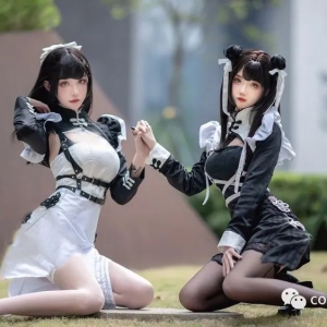 cos：二次元cos大赏漫展上的长腿小姐姐，黑白配永远的神