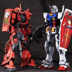 盾牌上手绘鸭子，1/48 夏亚扎古2二次元涂装