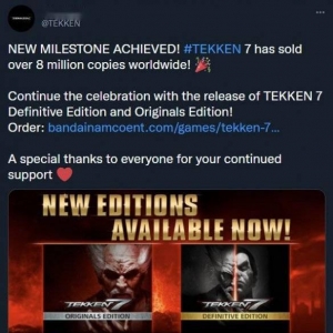 《铁拳7》全球销量突破800万 两个全新版本供玩家选择