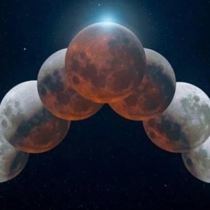 能召唤神龙吗？摄影师拍数千张血月照合成“七龙珠”