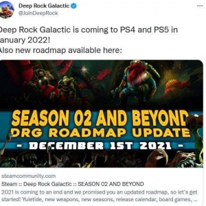 多人合作射击游戏《深岩银河》将于2022年1月登陆PS平台