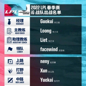 英雄联盟iG战队公布LPL春季赛大名单