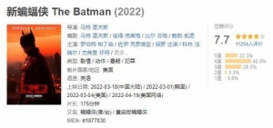 《新蝙蝠侠》豆瓣开分7.7：畅享三小时哥谭时光