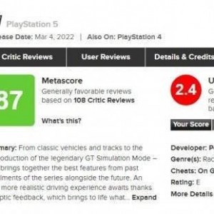 《GT赛车7》M站玩家评分2.4！成索尼第一方史上最低