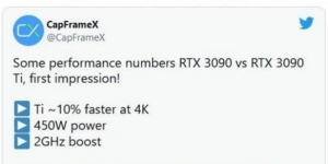 450W高功耗新卡皇！RTX3090Ti显卡4K性能提升10%