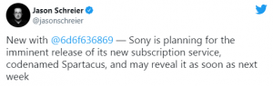 爆料：索尼全新订阅服务“Spartacus”最早下周公开