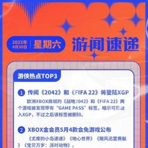 游侠早报：传闻《战地2042》和《FIFA 22》将登陆XGP